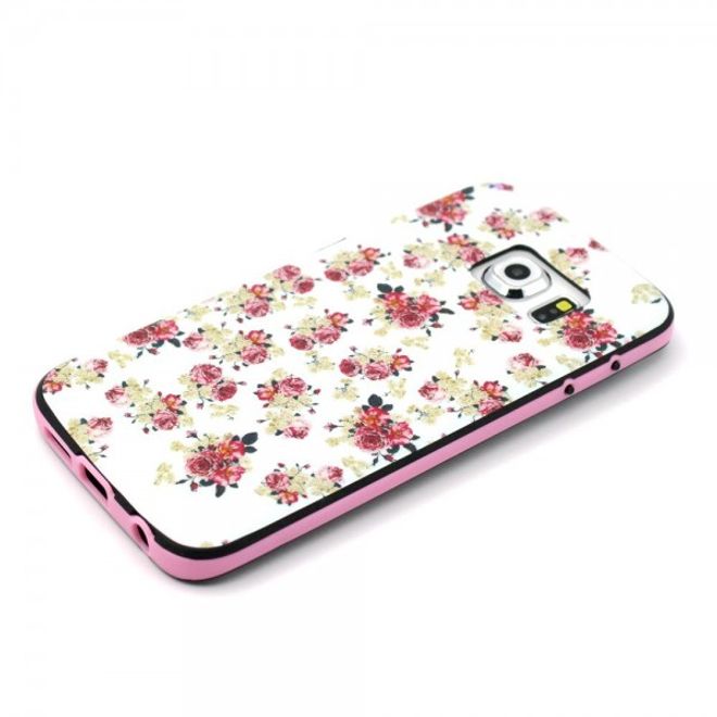 Galaxy S6 Edge Zweiteiliges, teils elastisches Plastik Case mit blühenden Rosen