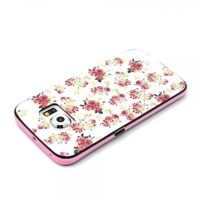 Galaxy S6 Edge Zweiteiliges, teils elastisches Plastik Case mit blühenden Rosen