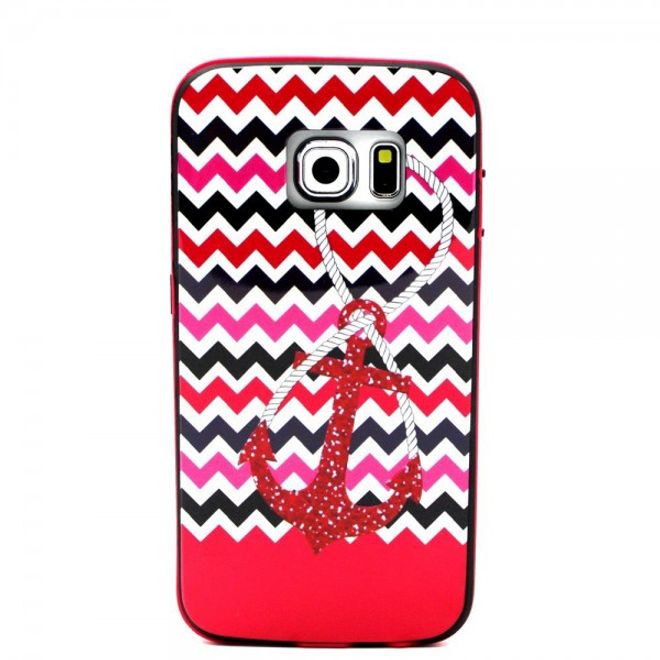 Galaxy S6 Edge Zweiteiliges, teils elastisches Plastik Case mit Anker und Schnur