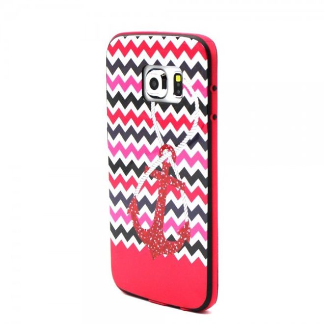 Galaxy S6 Edge Zweiteiliges, teils elastisches Plastik Case mit Anker und Schnur