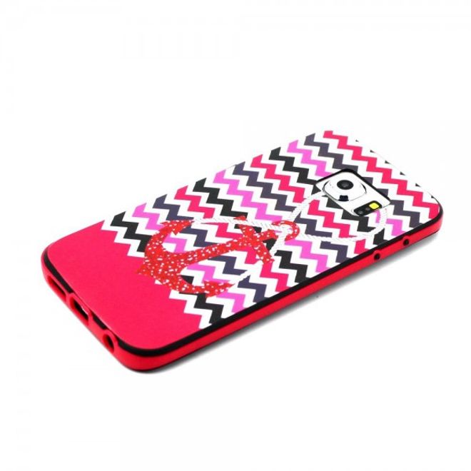 Galaxy S6 Edge Zweiteiliges, teils elastisches Plastik Case mit Anker und Schnur