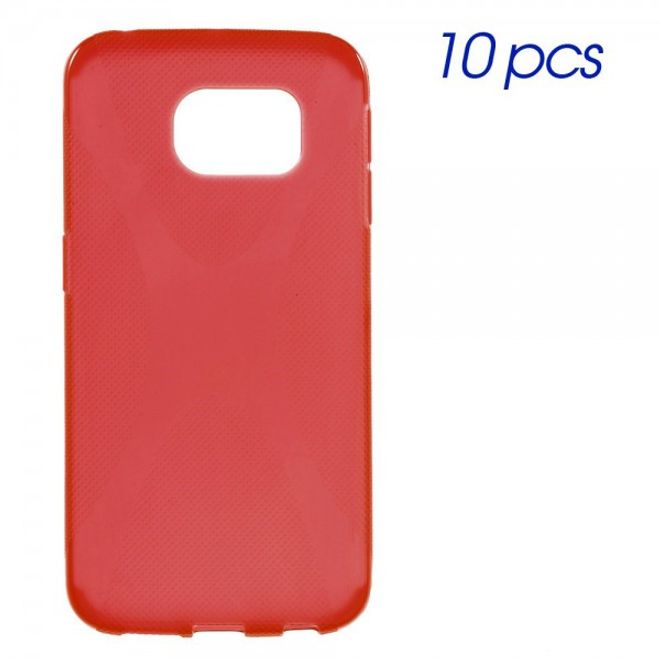 Galaxy S6 Edge Elastisches Plastik Case X-Shape - rot