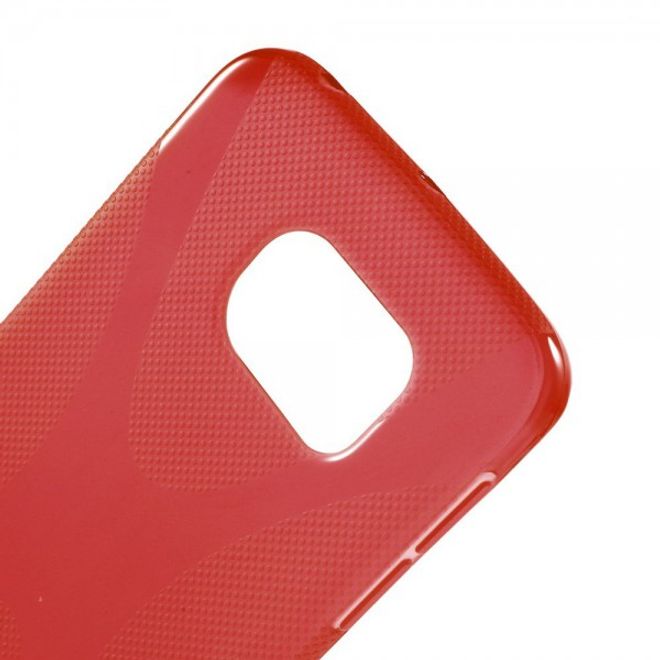 Galaxy S6 Edge Elastisches Plastik Case X-Shape - rot