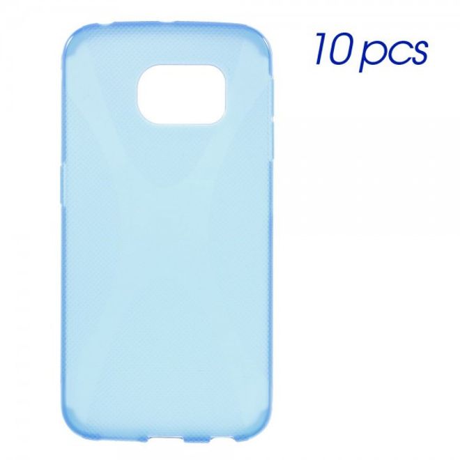 Galaxy S6 Edge Elastisches Plastik Case X-Shape - blau