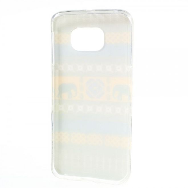 Galaxy S6 Edge Elastisches Plastik Case mit Elefanten und Stammesmuster