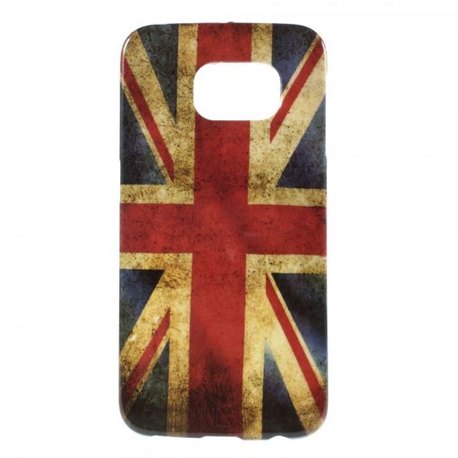 Galaxy S6 Edge Elastisches Plastik Case mit UK Flagge retro-style