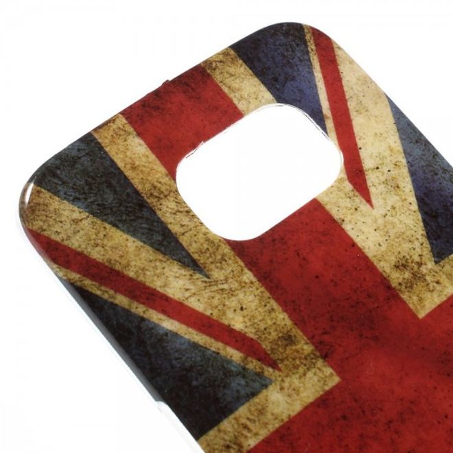 Galaxy S6 Edge Elastisches Plastik Case mit UK Flagge retro-style
