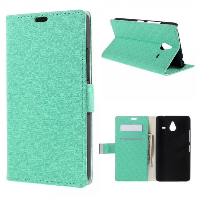 Microsoft Lumia 640 XL/640 XL Dual Leder Case mit Gittermuster - cyan