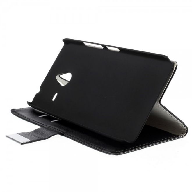 Microsoft Lumia 640 XL/640 XL Dual Leder Case mit Litchitextur - schwarz