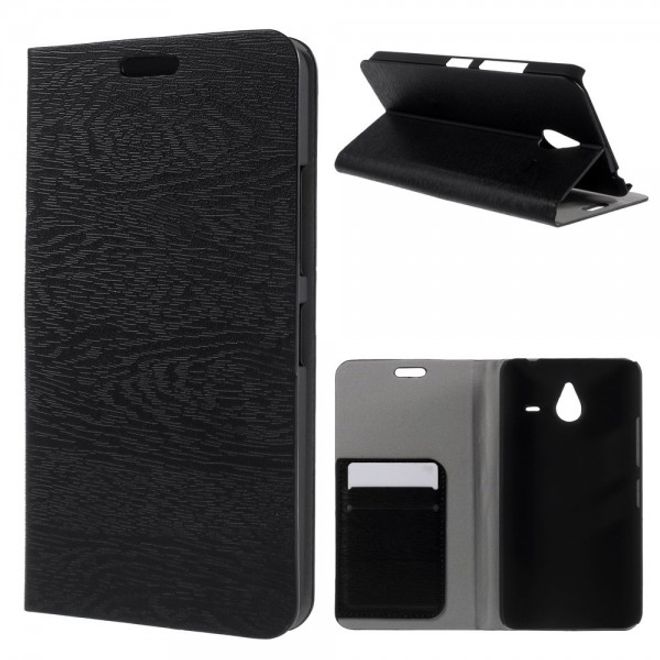 Microsoft Lumia 640 XL/640 XL Dual Leder Case mit Holzmuster - schwarz