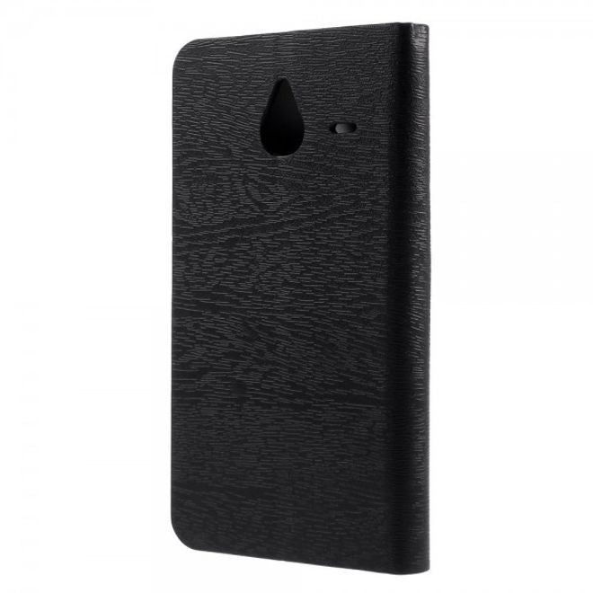 Microsoft Lumia 640 XL/640 XL Dual Leder Case mit Holzmuster - schwarz
