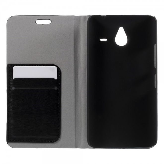 Microsoft Lumia 640 XL/640 XL Dual Leder Case mit Holzmuster - schwarz