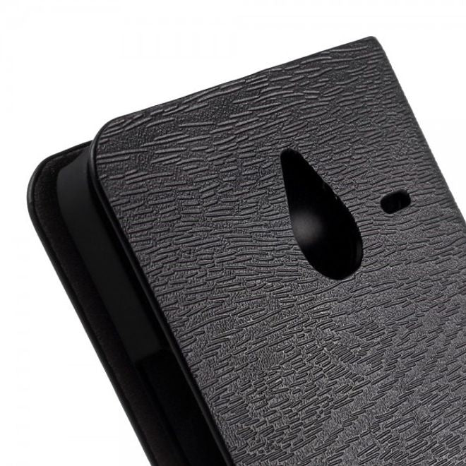 Microsoft Lumia 640 XL/640 XL Dual Leder Case mit Holzmuster - schwarz