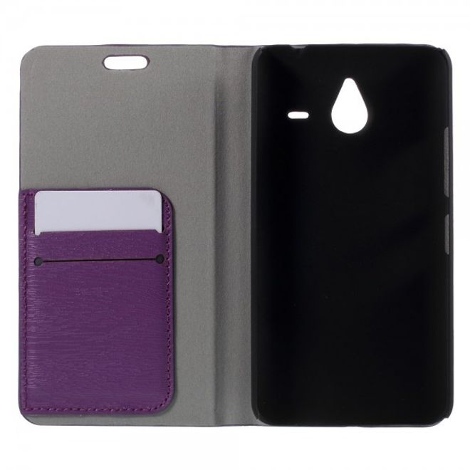 Microsoft Lumia 640 XL/640 XL Dual Leder Case mit Holzmuster - purpur