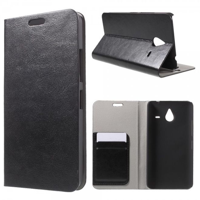 Microsoft Lumia 640 XL/640 XL Dual Crazy Horse Leder Case - schwarz