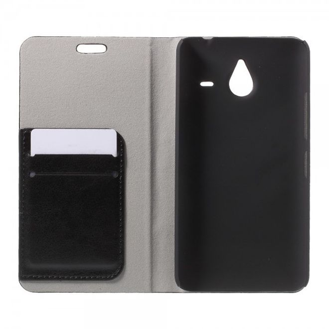 Microsoft Lumia 640 XL/640 XL Dual Crazy Horse Leder Case - schwarz