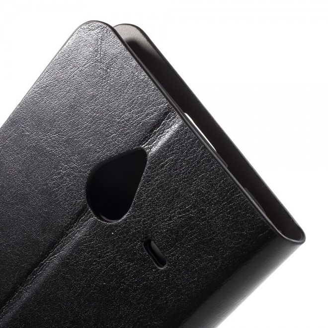 Microsoft Lumia 640 XL/640 XL Dual Crazy Horse Leder Case - schwarz