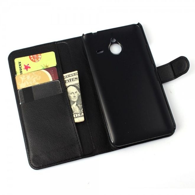 Microsoft Lumia 640 XL/640 XL Dual Modisches Leder Case mit Litchimuster - schwarz