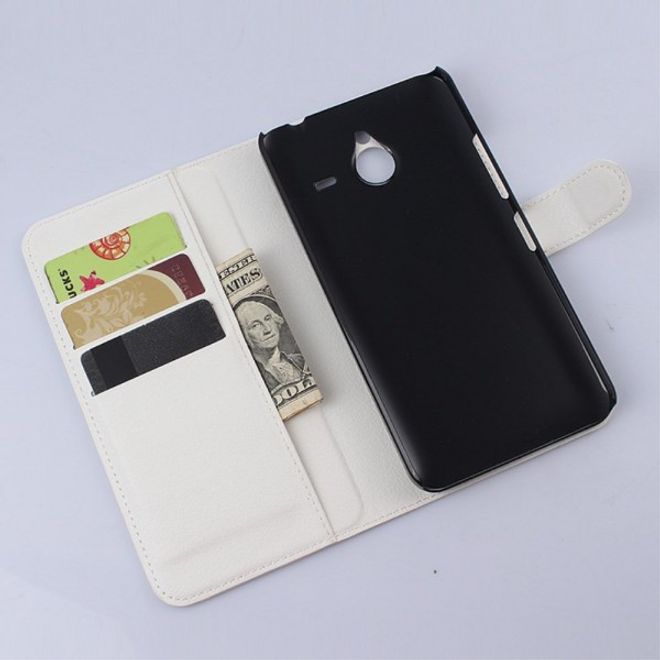 Microsoft Lumia 640 XL/640 XL Dual Modisches Leder Case mit Litchimuster - weiss