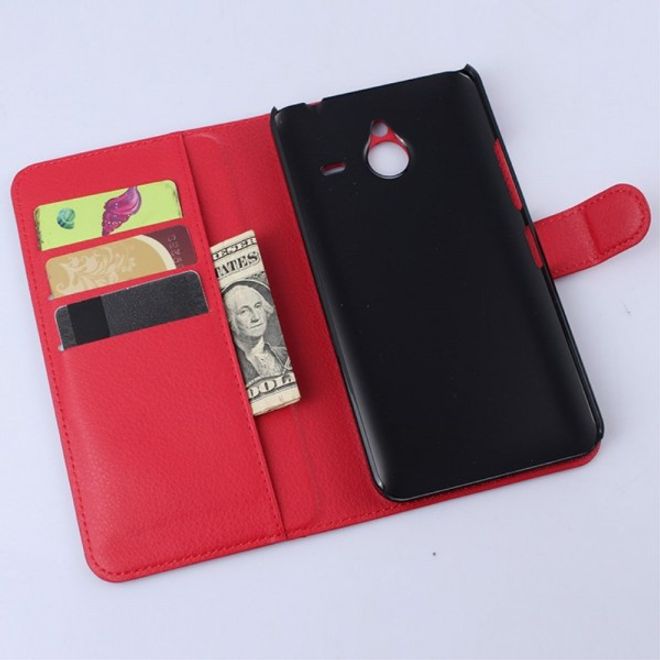 Microsoft Lumia 640 XL/640 XL Dual Modisches Leder Case mit Litchimuster - rot