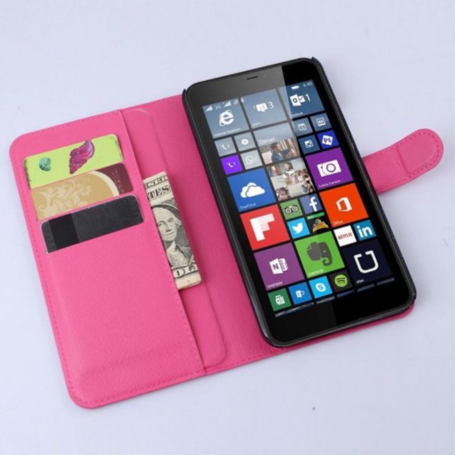 Microsoft Lumia 640 XL/640 XL Dual Modisches Leder Case mit Litchimuster - rosa
