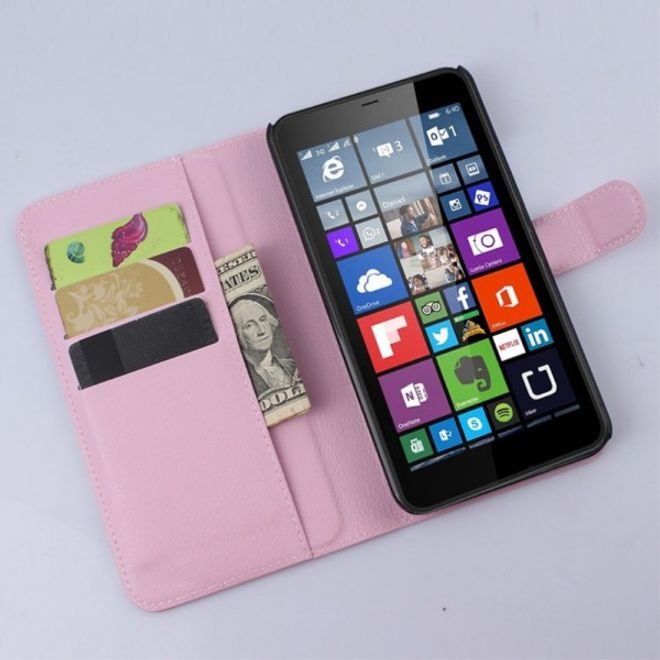Microsoft Lumia 640 XL/640 XL Dual Modisches Leder Case mit Litchimuster - pink