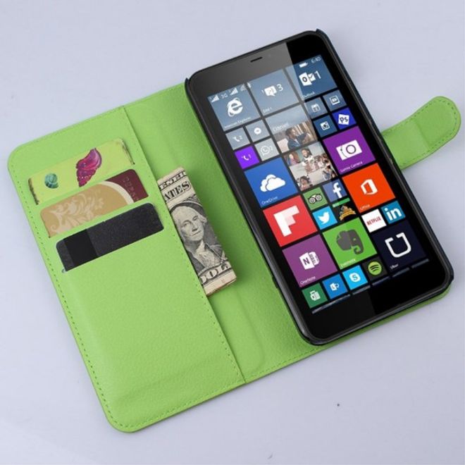 Microsoft Lumia 640 XL/640 XL Dual Modisches Leder Case mit Litchimuster - grün