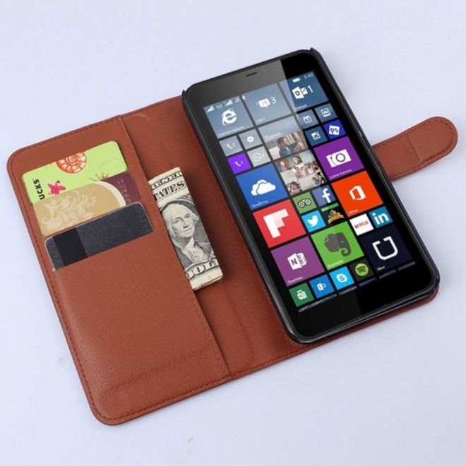 Microsoft Lumia 640 XL/640 XL Dual Modisches Leder Case mit Litchimuster - braun