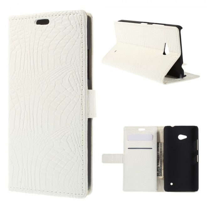 Microsoft Lumia 640/640 Dual Leder Case mit Alligatorentextur - weiss