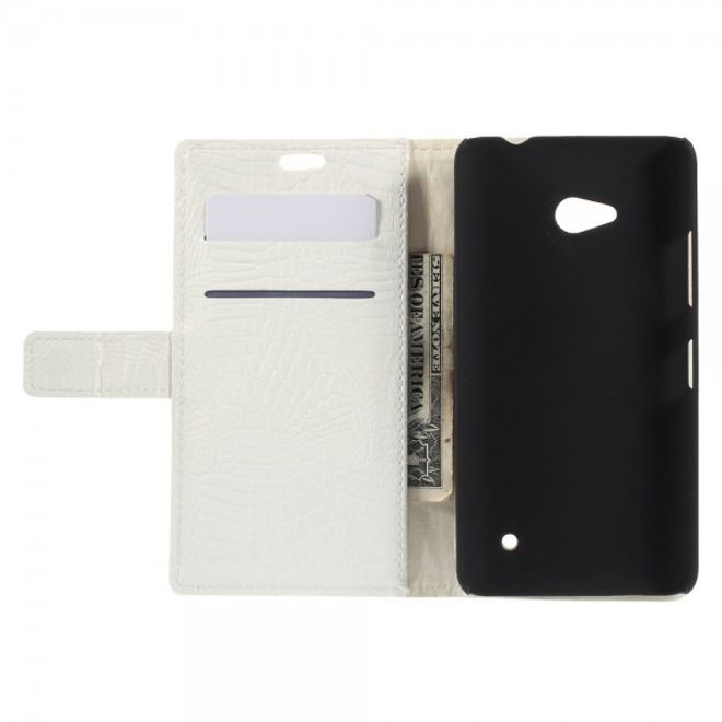 Microsoft Lumia 640/640 Dual Leder Case mit Alligatorentextur - weiss
