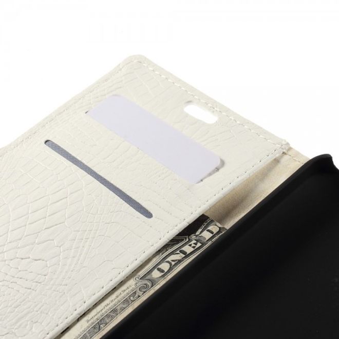 Microsoft Lumia 640/640 Dual Leder Case mit Alligatorentextur - weiss