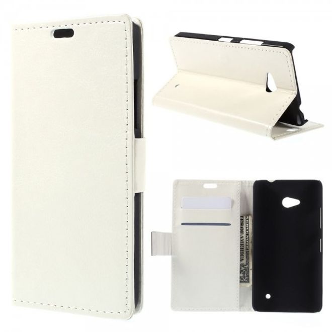 Microsoft Lumia 640/640 Dual Crazy Horse Leder Case mit Kreditkartenslots - weiss