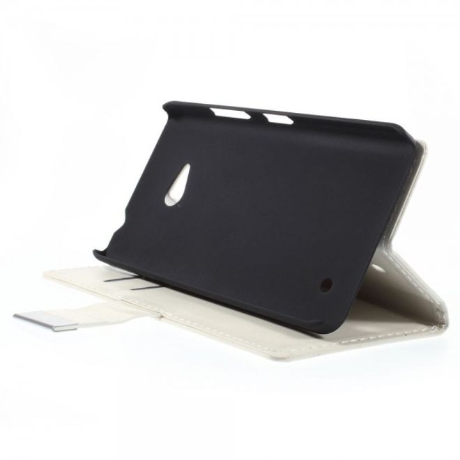 Microsoft Lumia 640/640 Dual Crazy Horse Leder Case mit Kreditkartenslots - weiss