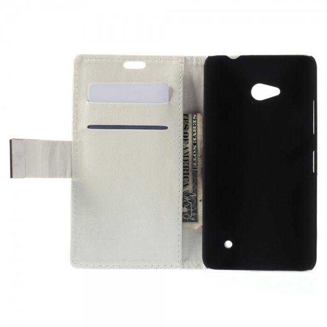 Microsoft Lumia 640/640 Dual Crazy Horse Leder Case mit Kreditkartenslots - weiss