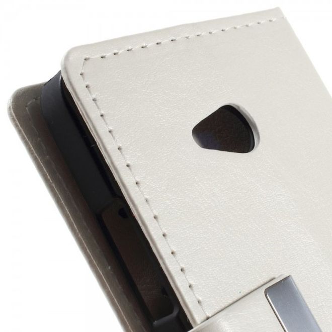 Microsoft Lumia 640/640 Dual Crazy Horse Leder Case mit Kreditkartenslots - weiss