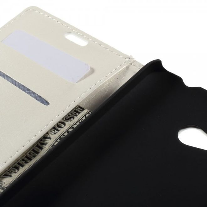 Microsoft Lumia 640/640 Dual Crazy Horse Leder Case mit Kreditkartenslots - weiss