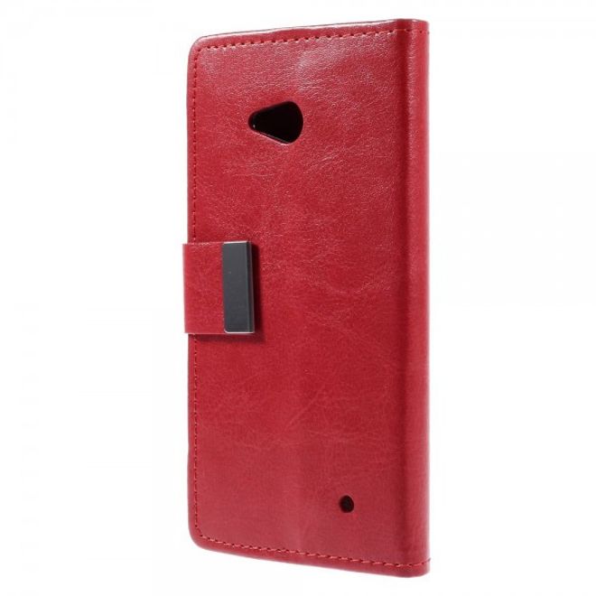 Microsoft Lumia 640/640 Dual Crazy Horse Leder Case mit Kreditkartenslots - rot
