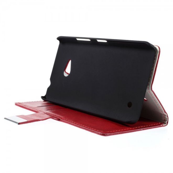 Microsoft Lumia 640/640 Dual Crazy Horse Leder Case mit Kreditkartenslots - rot