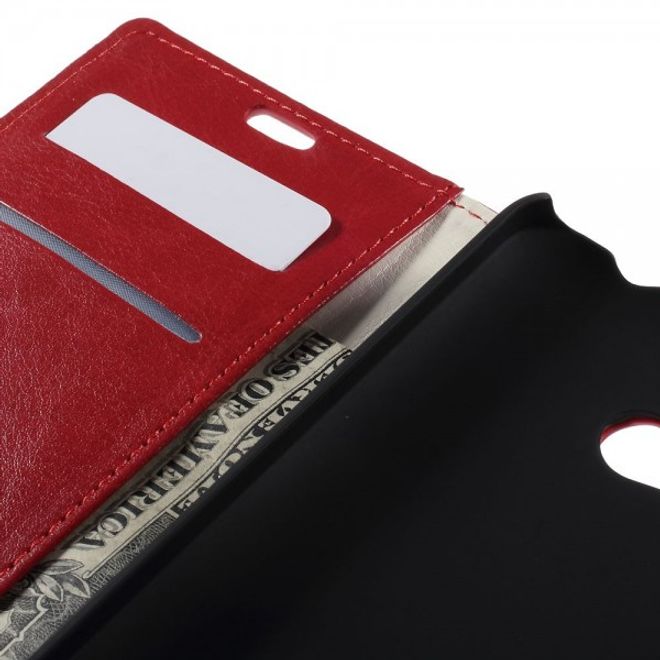Microsoft Lumia 640/640 Dual Crazy Horse Leder Case mit Kreditkartenslots - rot