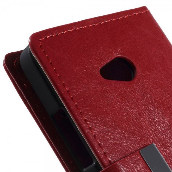 Microsoft Lumia 640/640 Dual Crazy Horse Leder Case mit Kreditkartenslots - rot