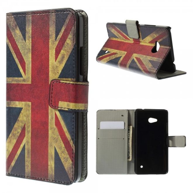 Microsoft Lumia 640/640 Dual Leder Case mit UK Flagge retro-style