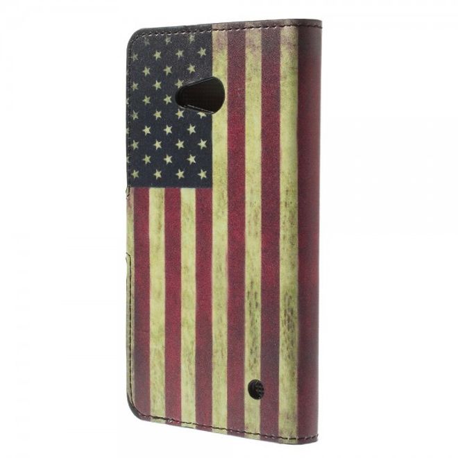 Microsoft Lumia 640/640 Dual Leder Case mit USA Flagge retro-style