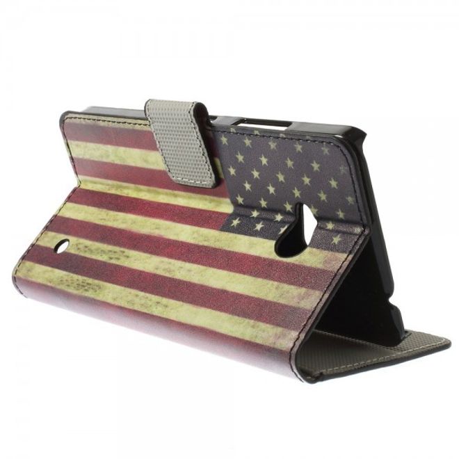 Microsoft Lumia 640/640 Dual Leder Case mit USA Flagge retro-style
