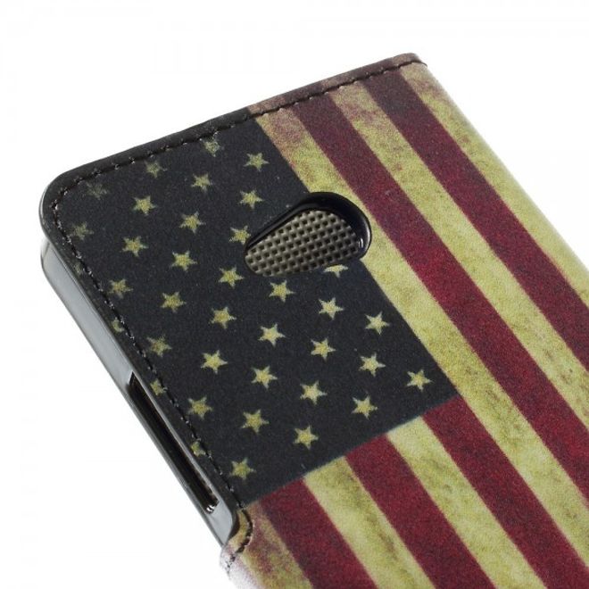 Microsoft Lumia 640/640 Dual Leder Case mit USA Flagge retro-style