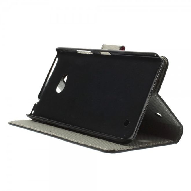 Microsoft Lumia 640/640 Dual Leder Case mit Schmetterlingen und Blumen - schwarz