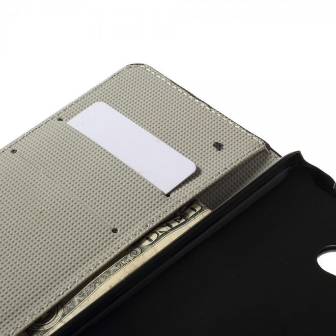 Microsoft Lumia 640/640 Dual Leder Case mit Schmetterlingen und Blumen - schwarz