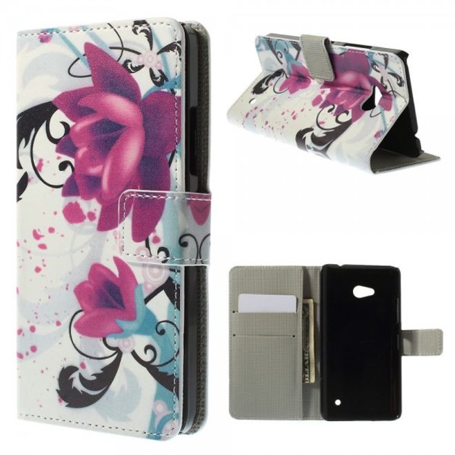 Microsoft Lumia 640/640 Dual Leder Case mit Lotus Blumen