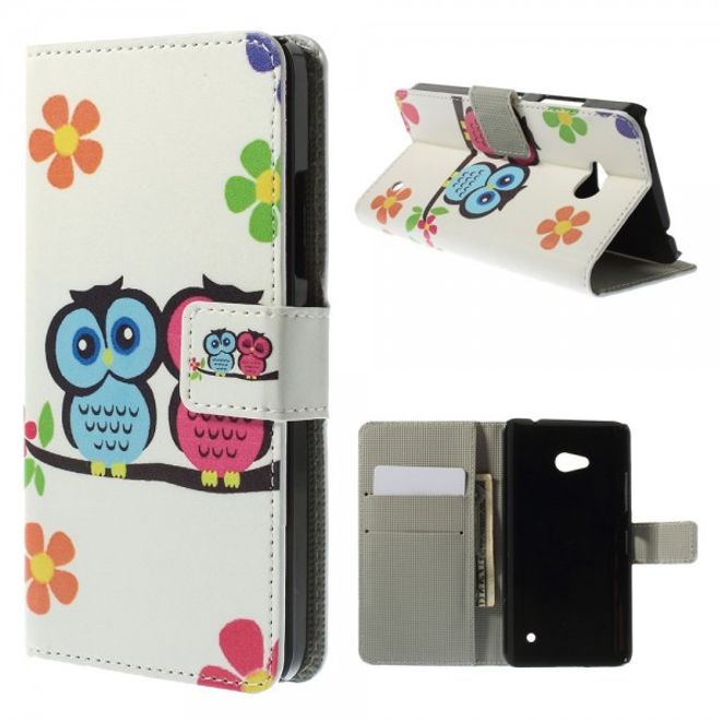 Microsoft Lumia 640/640 Dual Leder Case mit verliebtem Eulenpärchen