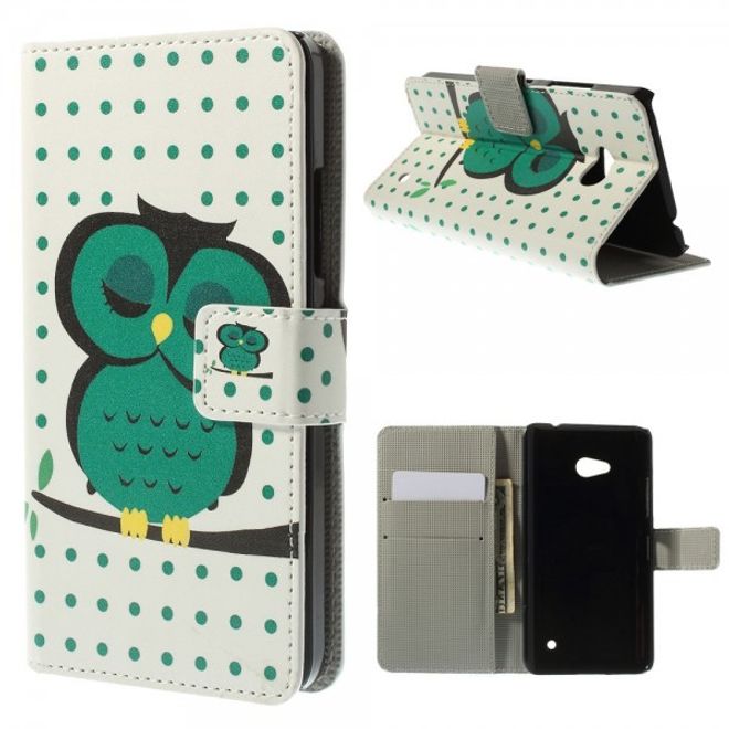 Microsoft Lumia 640/640 Dual Leder Case mit schlafender Eule