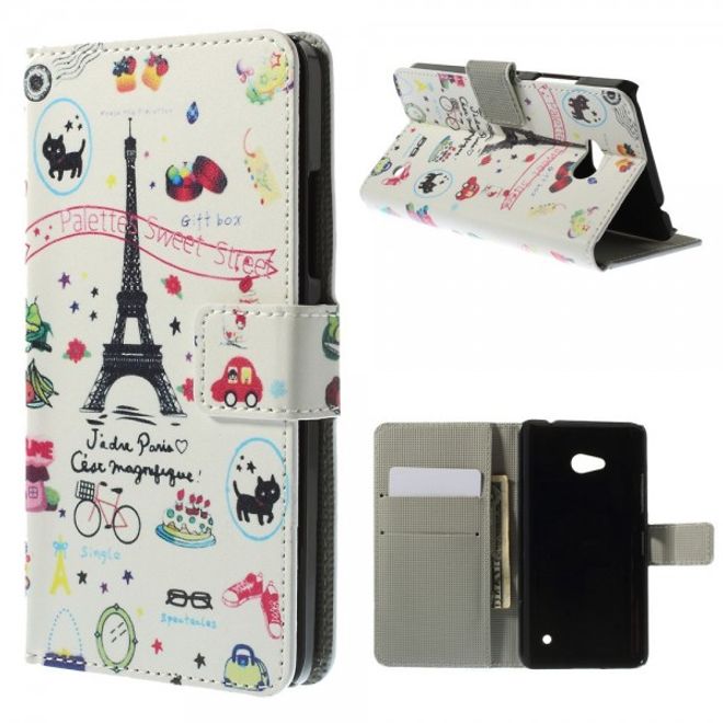 Microsoft Lumia 640/640 Dual Leder Case mit Eiffelturm und Früchten